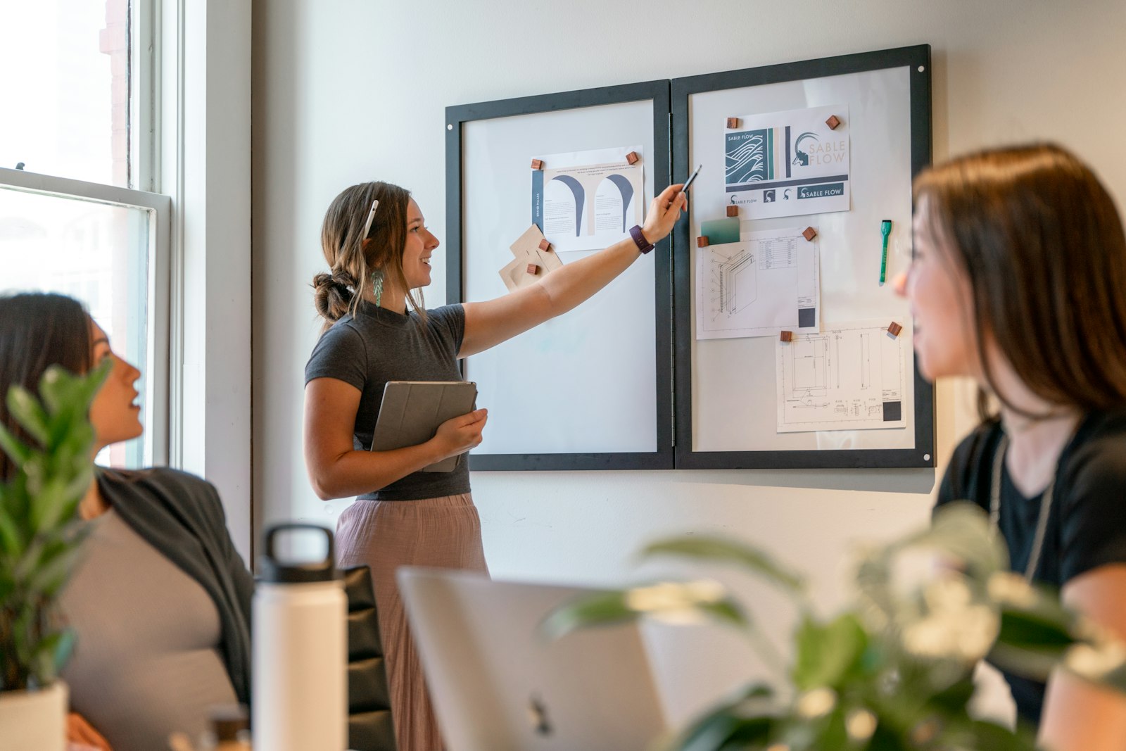 Business team running a SOAR analysis workshop at a whiteboard
